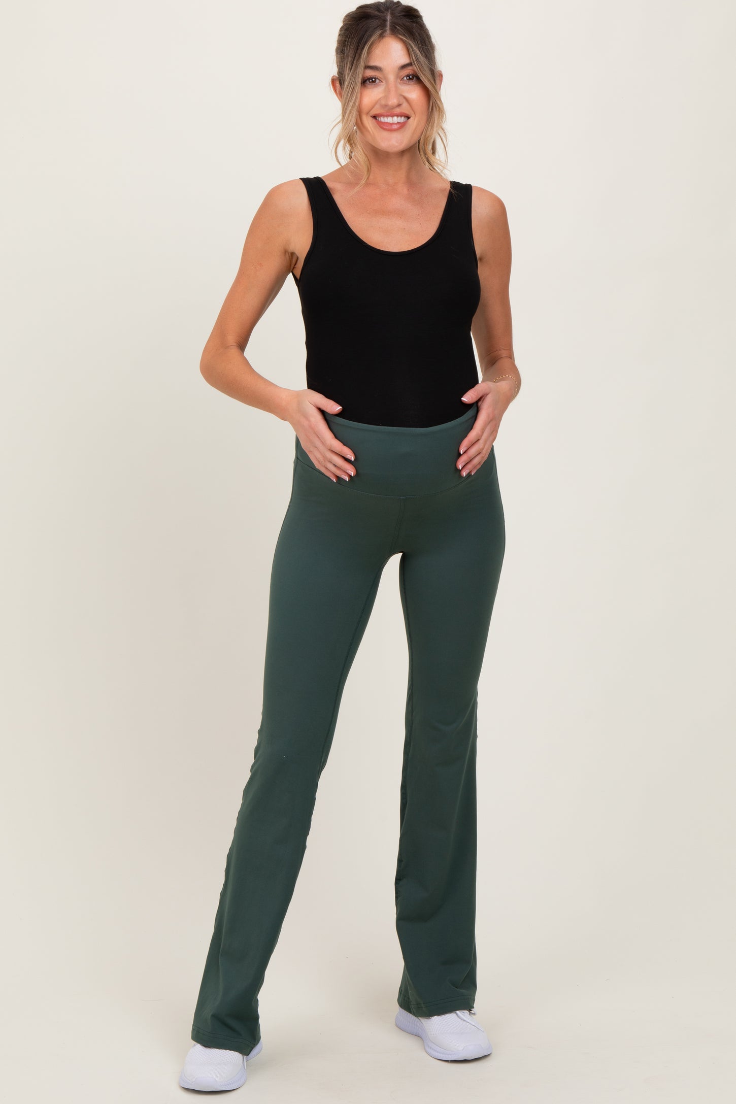 Light Teal Maternity Flared Leggings