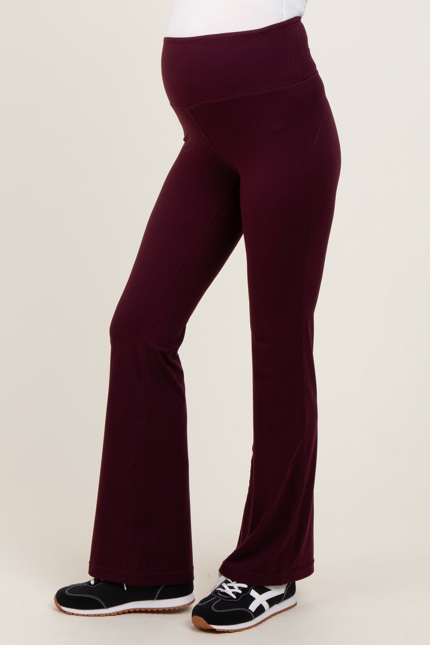 Burgundy Maternity Flared Leggings