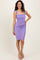 Lavender Square Neck Ruched Midi Dress