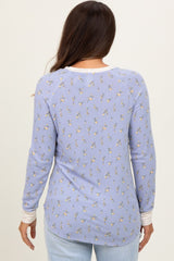 Blue Floral Long Sleeve Maternity Top