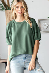Olive Terry Contrast Maternity Short Sleeve Top
