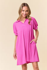 Fuchsia Textured Maternity Polo Dress