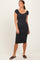 Charcoal Ribbed Wide Neckline Fitted Midi Dress