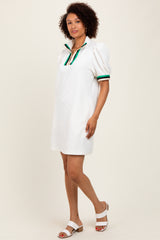 Ivory Jacquard Zipper Collar Mini Dress