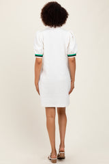Ivory Jacquard Zipper Collar Mini Dress