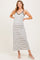 White Striped Ribbed Adjustable Strap Maternity Midi Dress