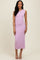Light Pink Scalloped Ribbed Knit Sleeveless Midi Dress