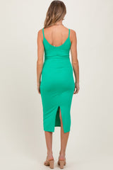 Green Ribbed Cami Maternity Midi Dress