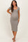 Light Olive Striped Button Square Neck Maternity Dress