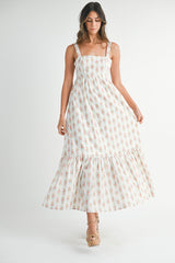 Ivory Floral Print Ruffle Hem Maternity Maxi Dress