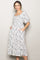 Ivory Floral Front Tie Puff Sleeve Midi Dress
