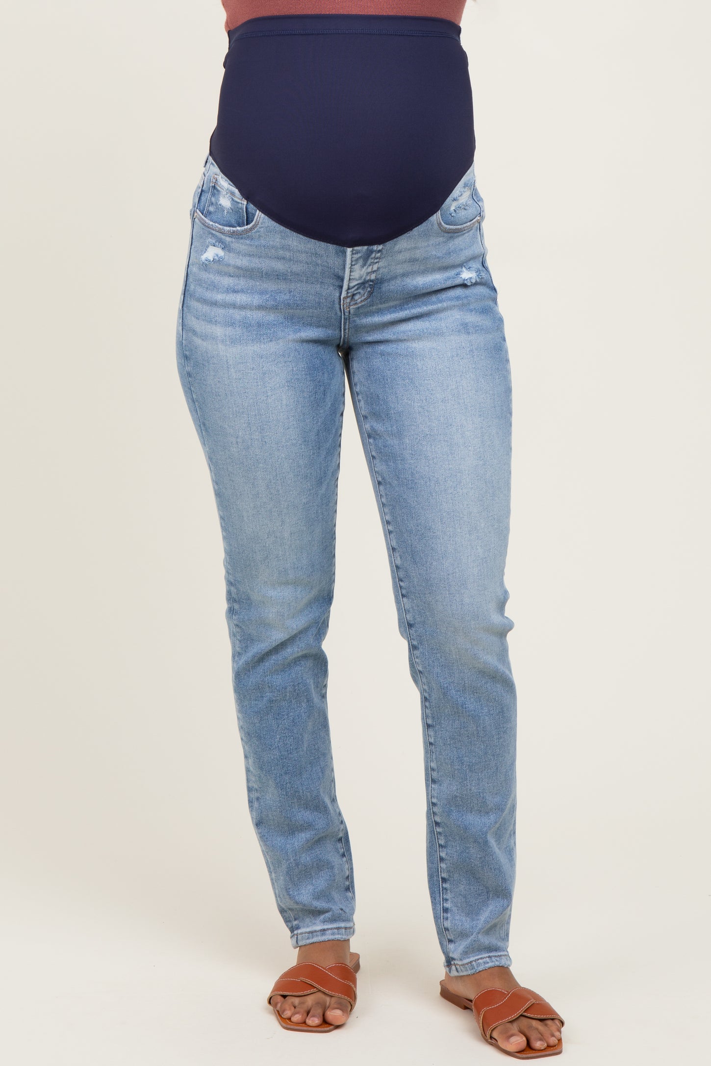 Light Blue Vintage Wash Maternity Skinny Jeans