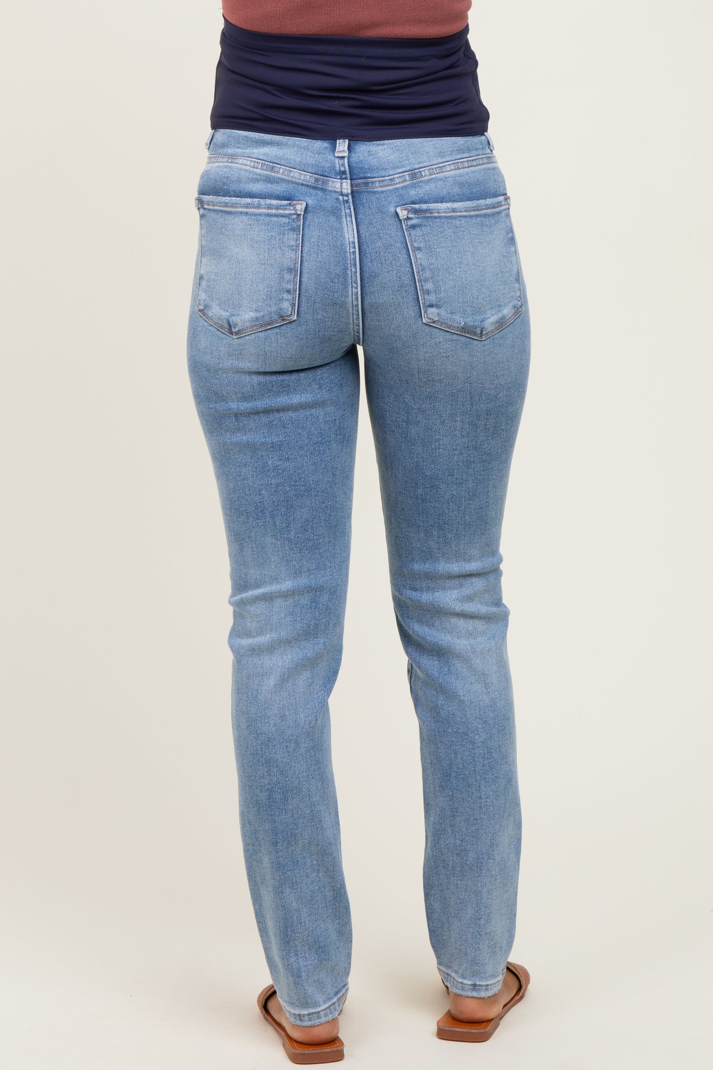 Light Blue Vintage Wash Maternity Skinny Jeans