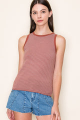 Rust Striped Knit Tank