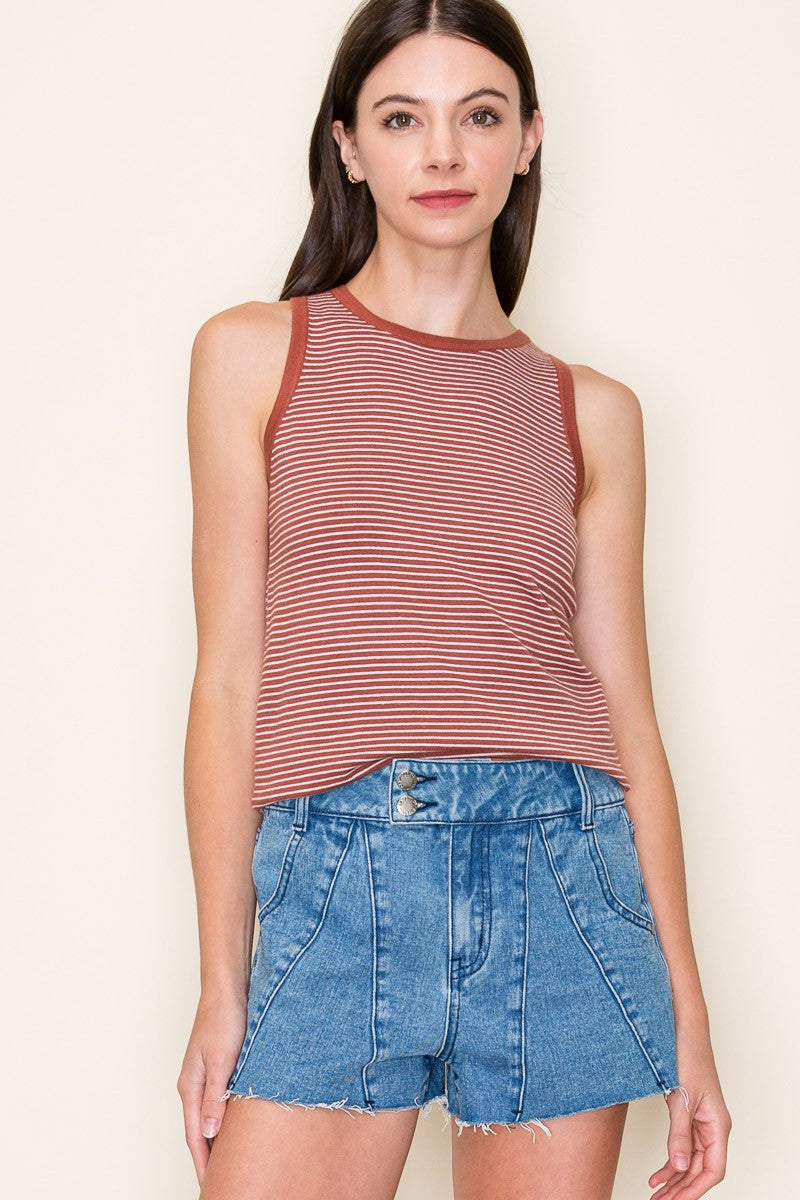 Rust Striped Knit Tank