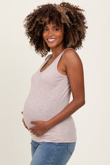 Taupe Ribbed Basic Maternity Tank Top