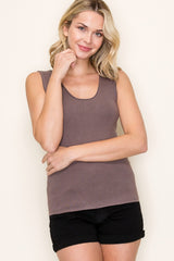 Brown Knit Sleeveless Top