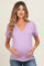 Lavender Knit Stitch Accent Maternity Short Sleeve Top