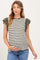 Olive Ribbed Striped Flutter Sleeve Maternity Top