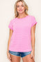 Pink Striped Terry Short Sleeve Top