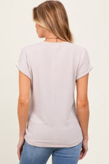 Taupe Terry V-Neck Maternity Short Sleeve Top