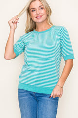 Jade Terry Striped Raglan Sleeve Top