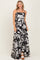 Black/ White Vintage Floral Smocked Top Sleeveless Maxi Dress