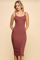 Rust Double Layer Heavy Ribbed Sleeveless Dress