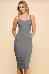 Heather Gray Double Layer Heavy Ribbed Sleeveless Maternity Dress