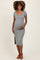 Light Olive Scoop Neck Short Sleeve Mineral Wash Maternity Midi Dress