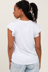 White Basic Short Flutter Sleeve Maternity Tee