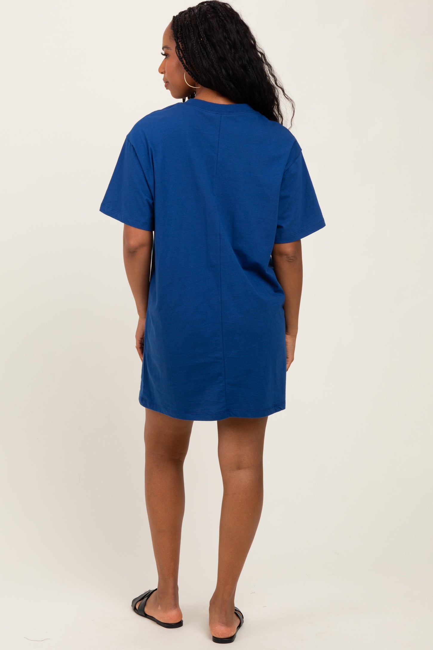 Light Navy Crewneck Short Sleeve T-Shirt Dress