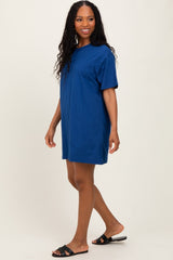 Light Navy Crewneck Short Sleeve T-Shirt Dress