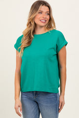 Green Rolled Cuff Short Sleeve Tee