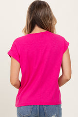 Fuchsia Rolled Short Sleeve Tee