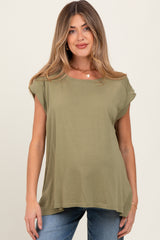 Olive Soft Oversized Maternity Top