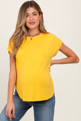 Yellow Dolman Sleeve Round Neck Maternity Top