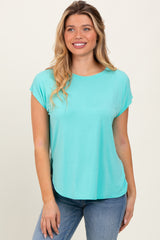 Turquoise Dolman Sleeve Round Neck Top