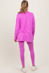 Mauve Brushed Knit Maternity Oversized Top and Legging Set