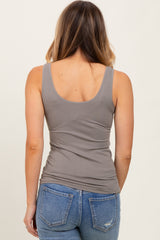 Taupe Sleeveless Fitted Tank Top