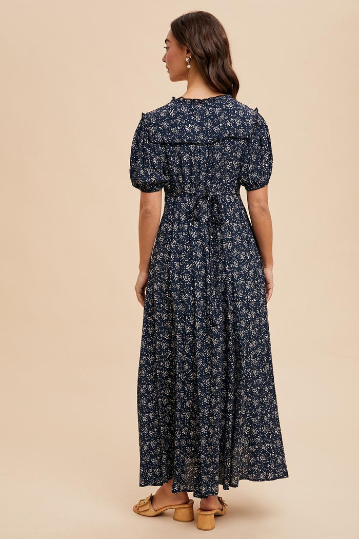 Navy Floral Button Down Maternity Dress