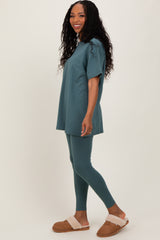 Light Olive Oversized Crewneck Short Sleeve and Legging Set