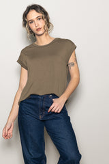 Mocha Crew Neck Maternity Muscle Tee