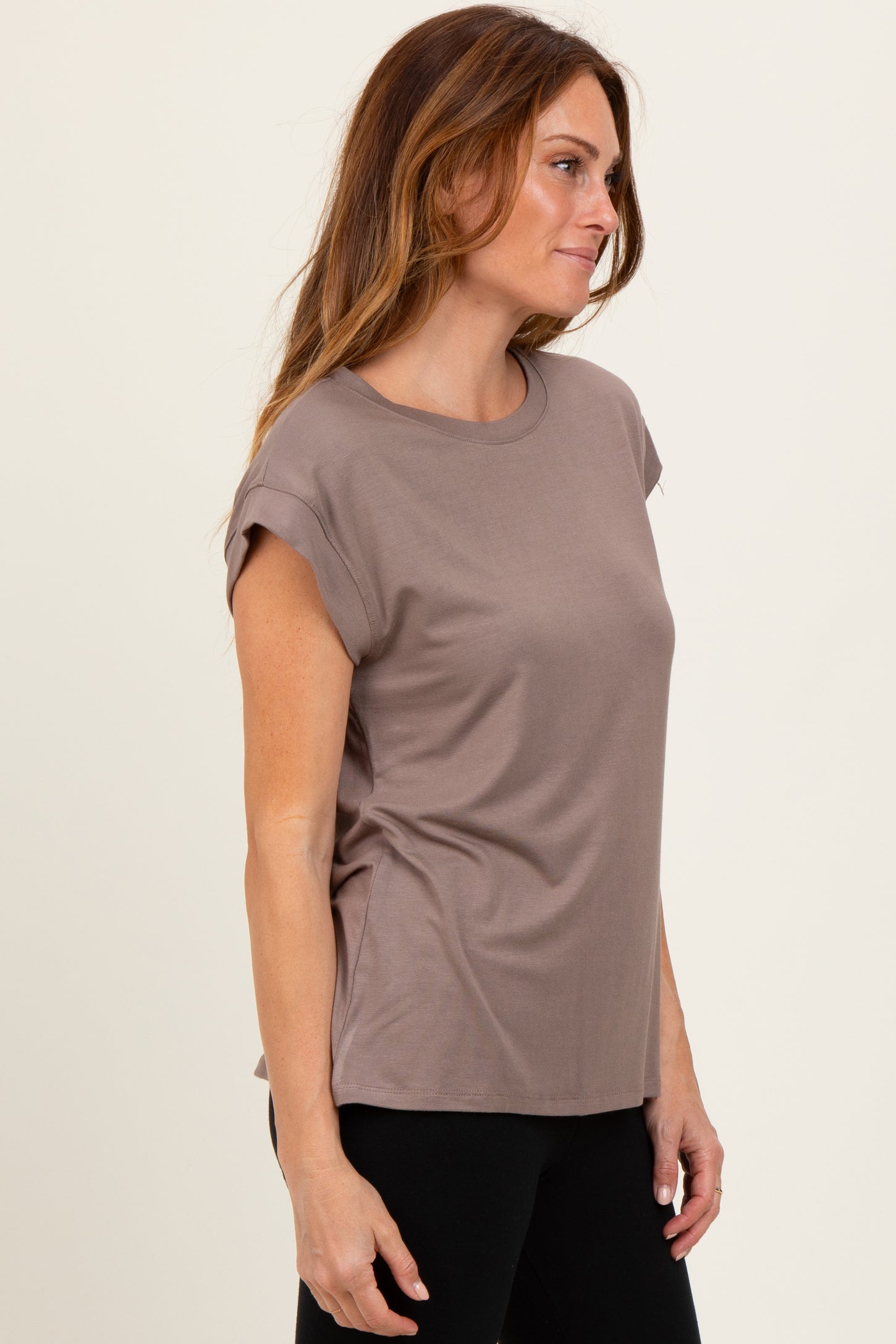 Taupe Crew Neck Muscle Tee