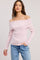 Pink Off Shoulder Foldover Long Sleeve Top