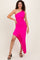 Fuchsia One Shoulder Asymmetrical Ruffle Dress