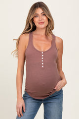 Mauve Button Front Maternity Tank Top