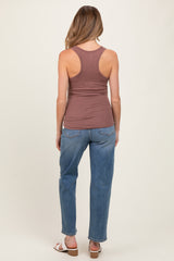 Mauve Button Front Maternity Tank Top