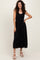 Black Solid Tank Top Lace Skirt Midi Dress