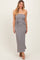 Black Gingham Strapless Side Tie Maxi Dress